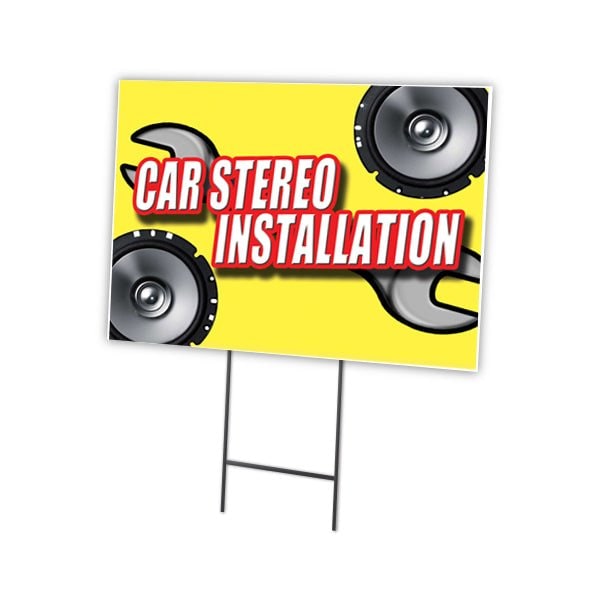 Signmission Car Stereo Installation Yard & Stake outdoor plastic coroplast window, 2436 Car Stereo Installation C-2436 Car Stereo Installation - main